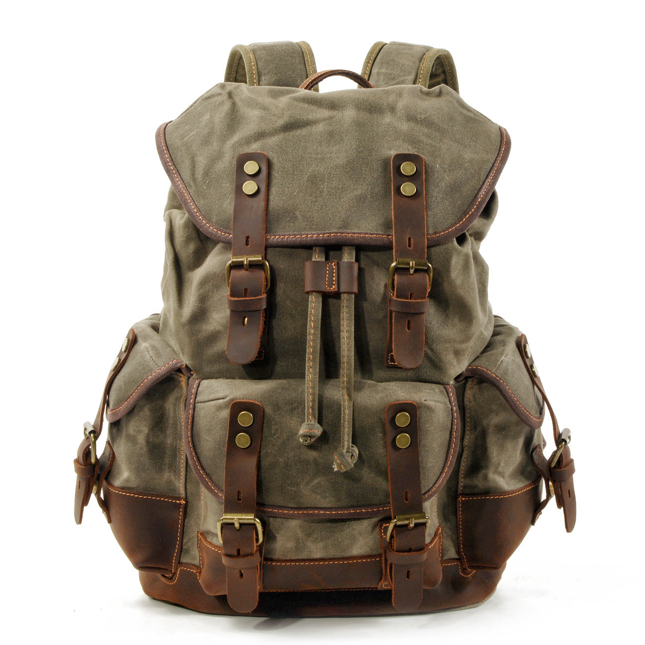 Canvas Spliced Leather Mountaineering Backapck #9508