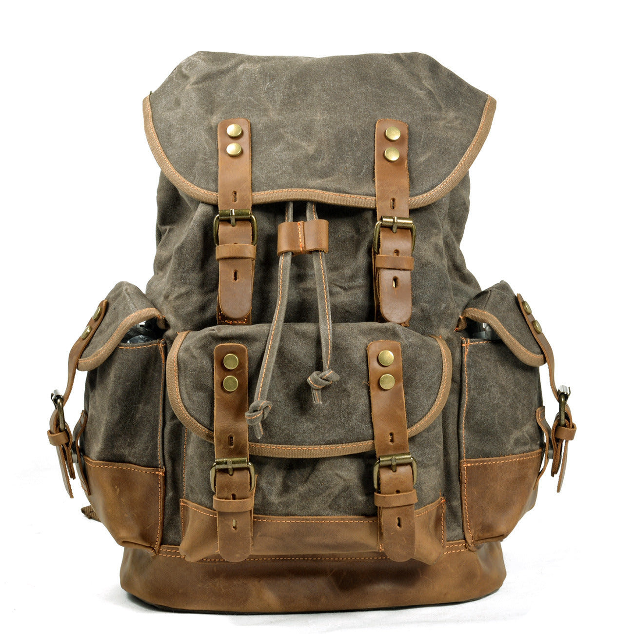 Canvas Spliced Leather Mountaineering Backapck #9508