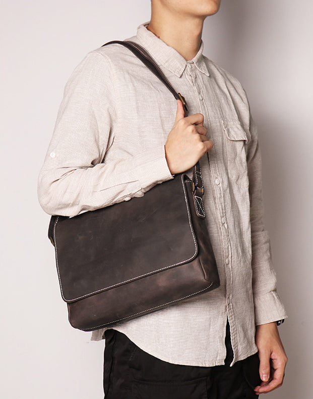 BASIS COWHIDE LEATHER MESSENGER BAG #30166