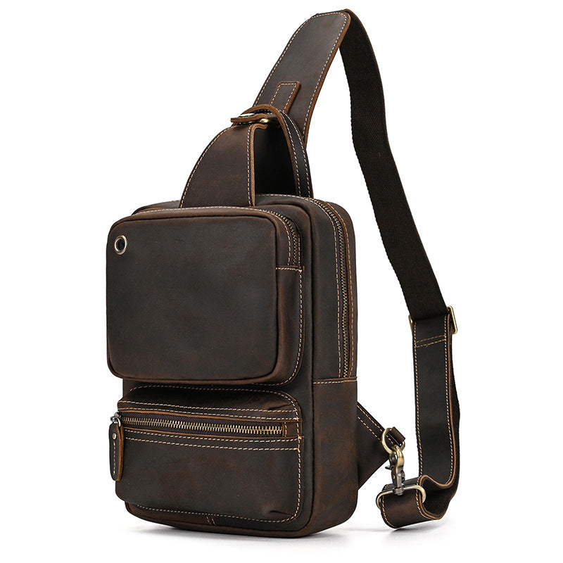 Leather Mens Cool Sling Bag Crossbody Bag Chest Bag for men #9456