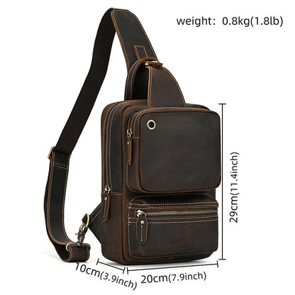 Leather Mens Cool Sling Bag Crossbody Bag Chest Bag for men #9456