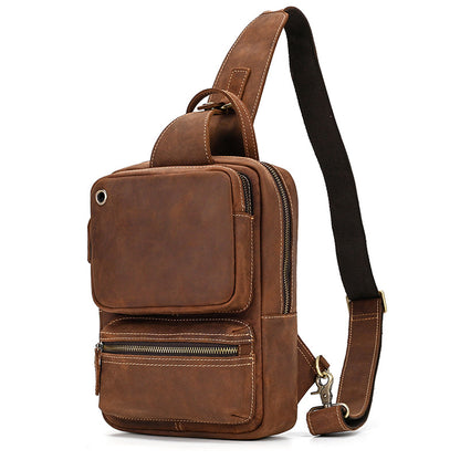 Leather Mens Cool Sling Bag Crossbody Bag Chest Bag for men #9456