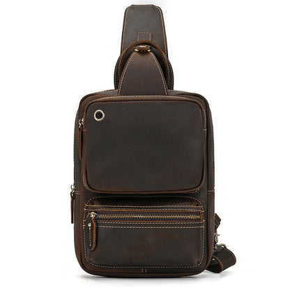 Leather Mens Cool Sling Bag Crossbody Bag Chest Bag for men #9456