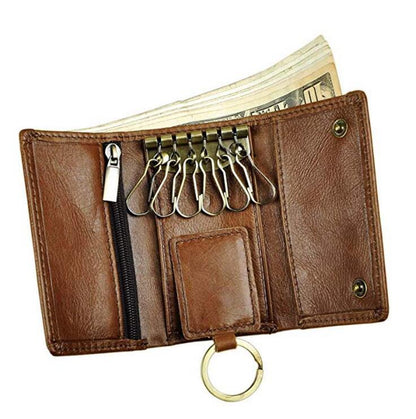 DEEPKEE Handmade Leather Trifold Key Wallet #KZ230