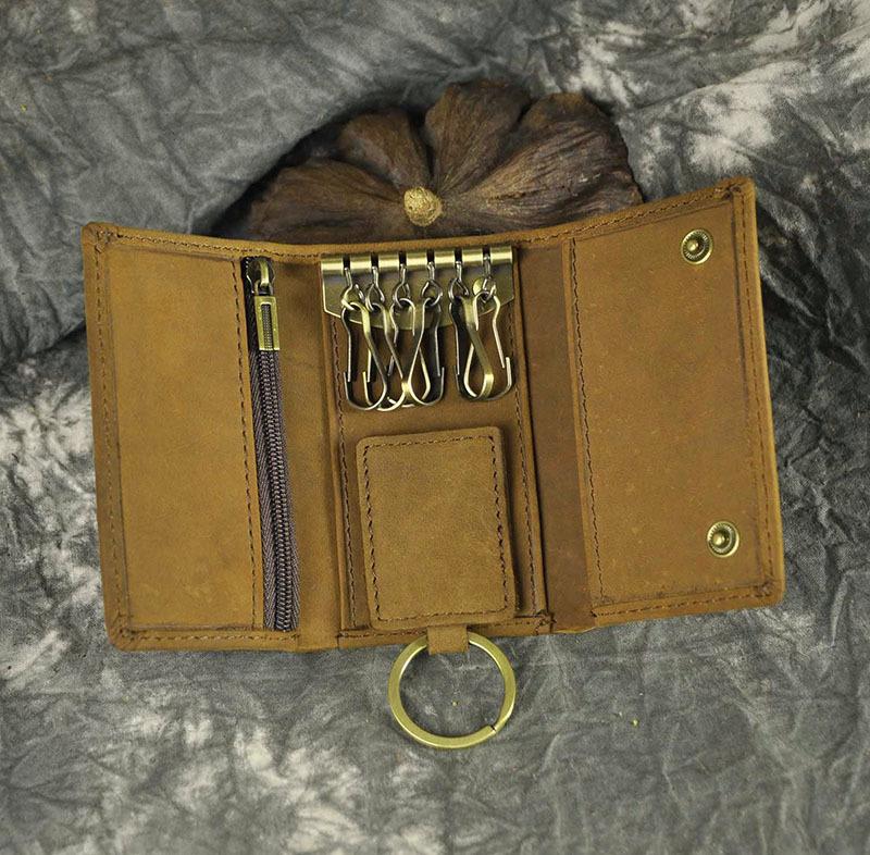 DEEPKEE Handmade Leather Trifold Key Wallet #KZ230