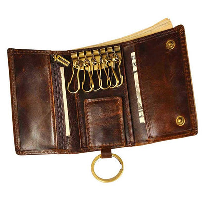 DEEPKEE Handmade Leather Trifold Key Wallet #KZ230