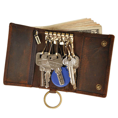 DEEPKEE Handmade Leather Trifold Key Wallet #KZ230