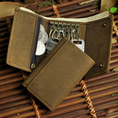 DEEPKEE Handmade Leather Trifold Key Wallet #KZ230