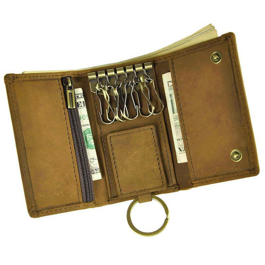 DEEPKEE Handmade Leather Trifold Key Wallet #KZ230