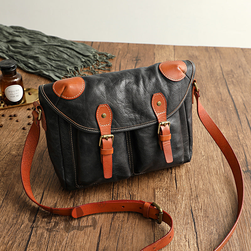 Handmade Vegetable Tanned Leather Cowhide Bag Crossbody #32043