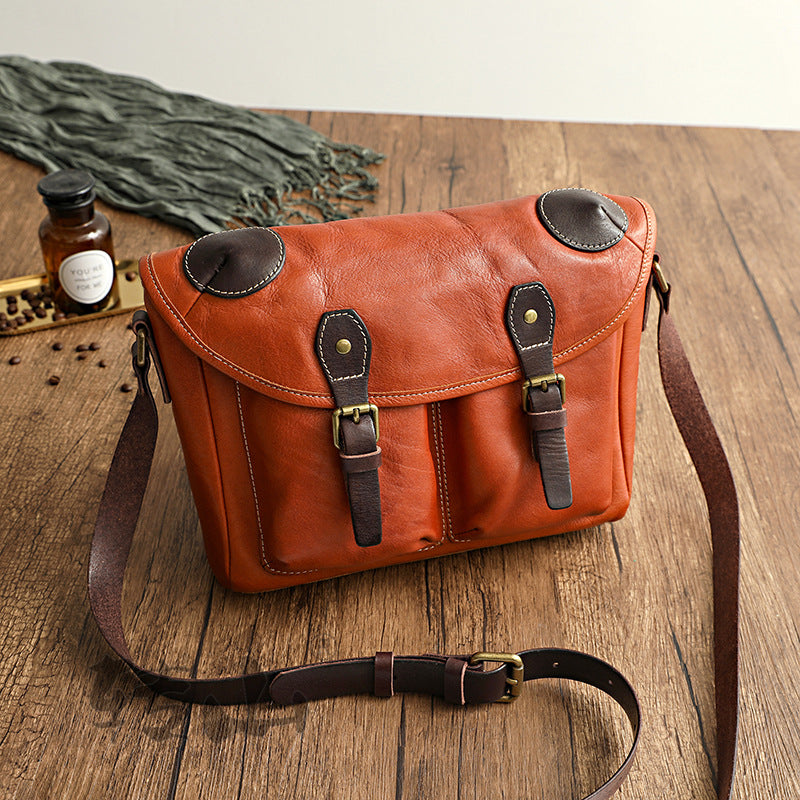 Handmade Vegetable Tanned Leather Cowhide Bag Crossbody #32043