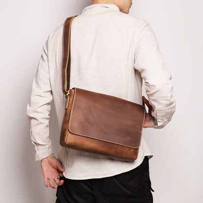 BASIS COWHIDE LEATHER MESSENGER BAG #30166