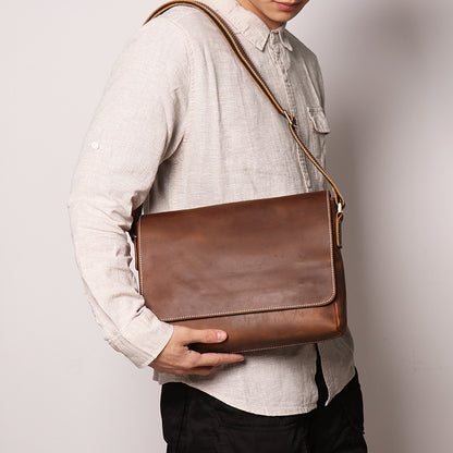 BASIS COWHIDE LEATHER MESSENGER BAG #30166