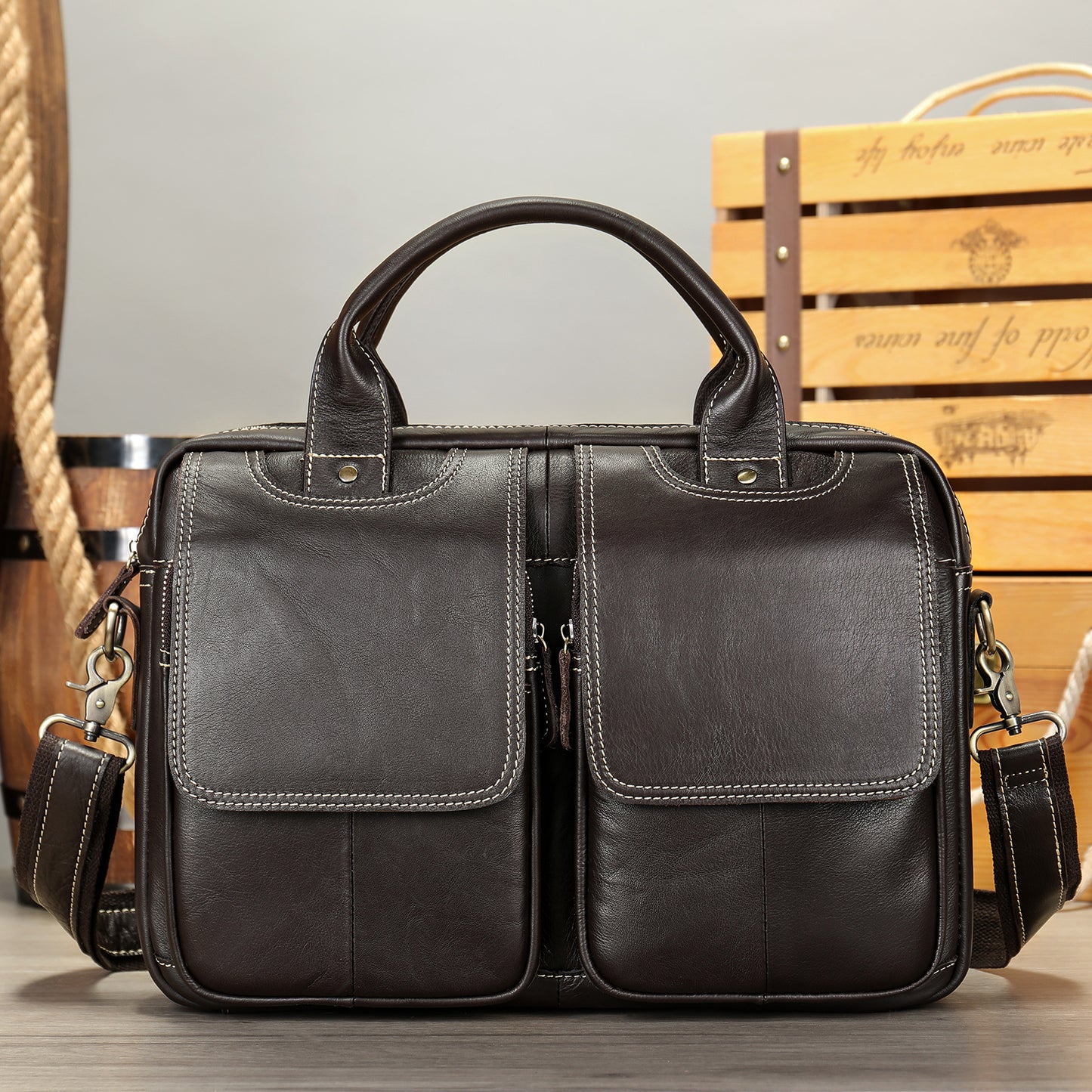 HANDMADE COWHIDE BRIEFCASE 8002