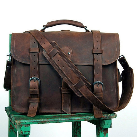 VINTAGE LEATHER BRIEFCASE LAPTOP BAG #M086