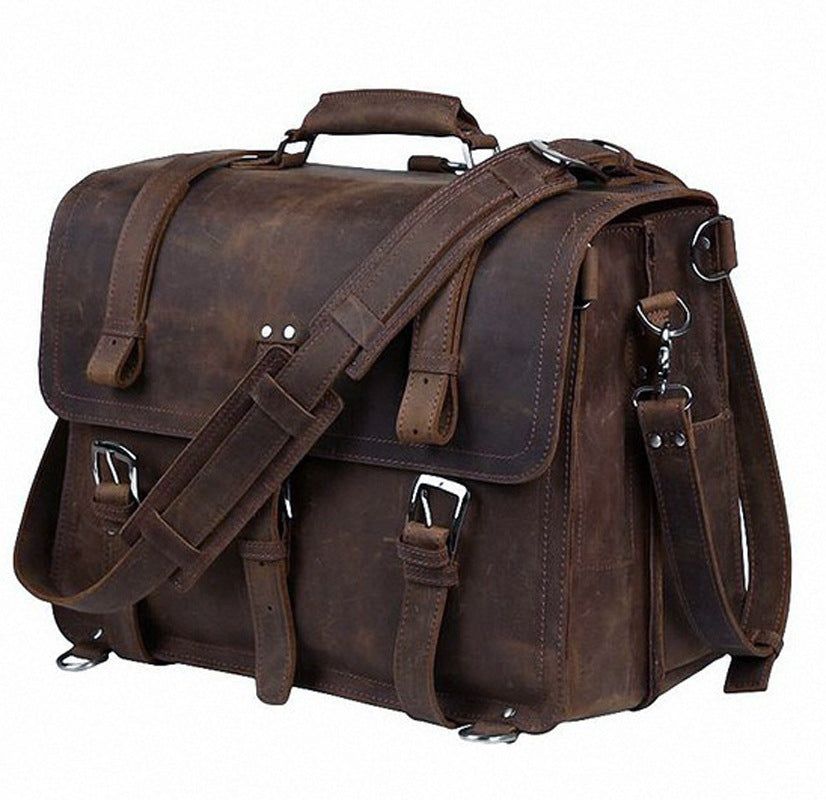 VINTAGE LEATHER BRIEFCASE LAPTOP BAG #M086