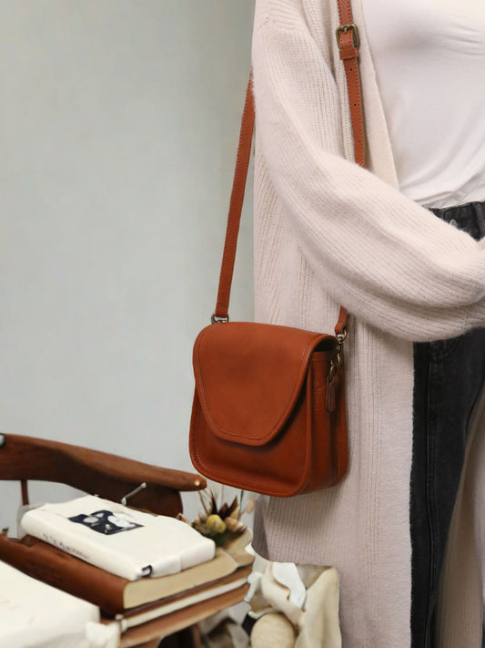 Vegetable Tanned Leather Crossbody Saddle Bag #1120