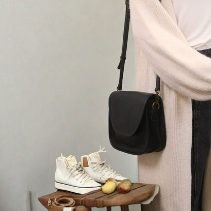 Vegetable Tanned Leather Crossbody Saddle Bag #1120