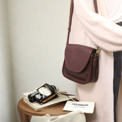 Vegetable Tanned Leather Crossbody Saddle Bag #1120