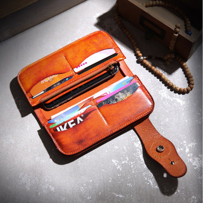 DEEPKEE Multi-pockets Tanned Leather Notecase Card Slots #BR5091