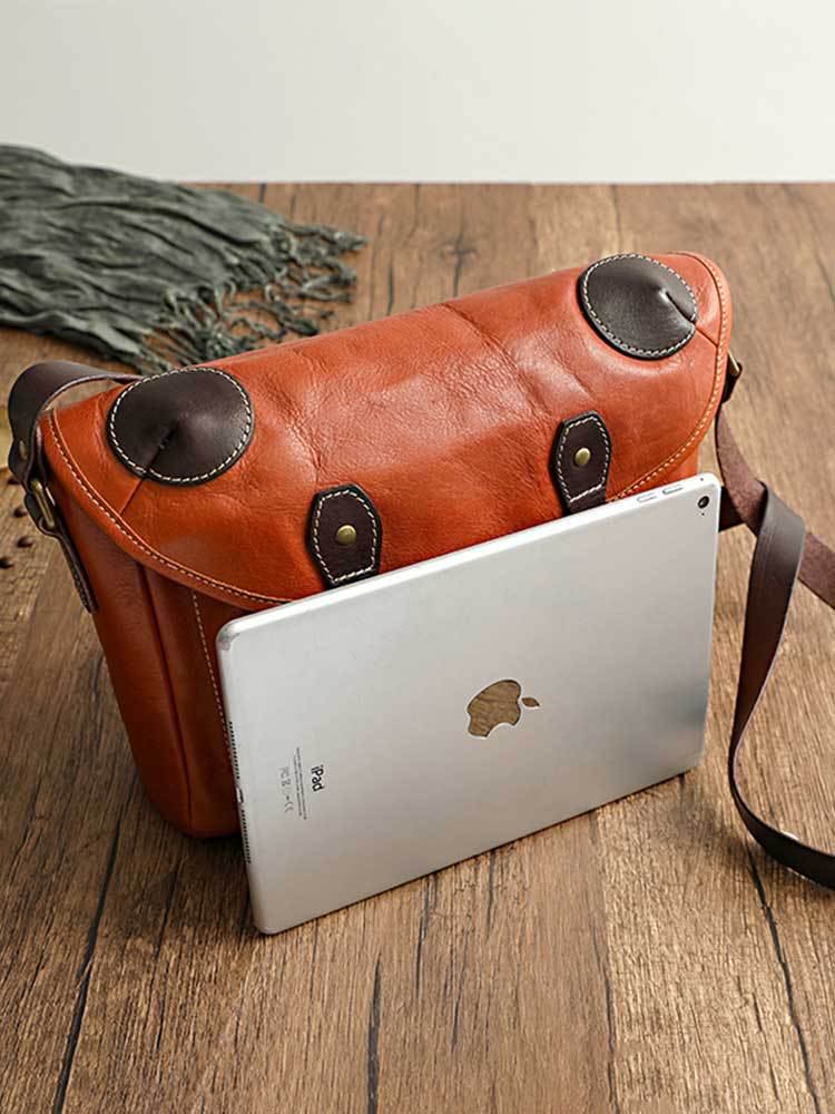 Handmade Vegetable Tanned Leather Cowhide Bag Crossbody #32043