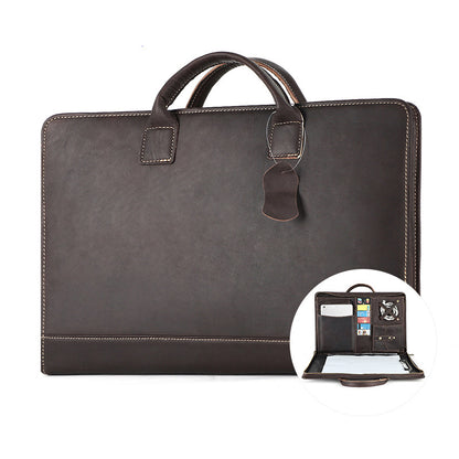 DEEPKEE genuine leather multifunctional briefcase 15.6 inch men's bag #2220