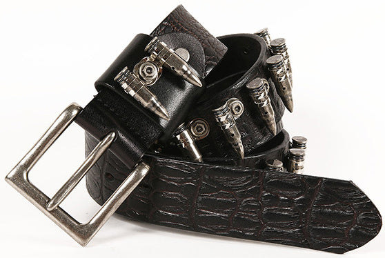 Hip Hop Punk Rock Metal Bullet Studded Cowhide Belt #210170