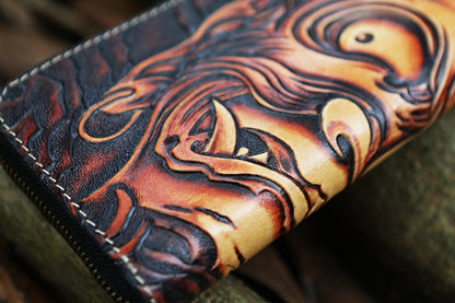 Deepkee Cowhide Carved Japanese Wallet #7621