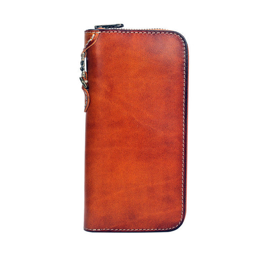 Deepkee Handcrafted Cowhide Long Zipper Wallet #20624