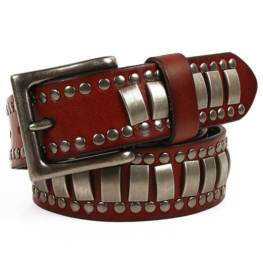 Deepkee Handcrafted Cowhide Studded Belt #655759