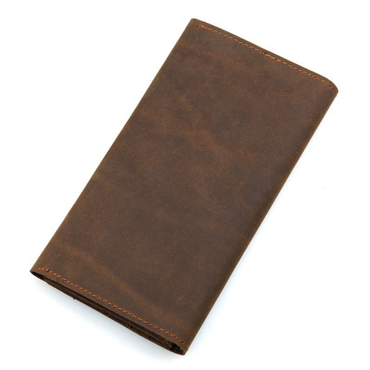Deepkee Handmade Leather Bifold Long Wallet Checkbook Wallet #W8110