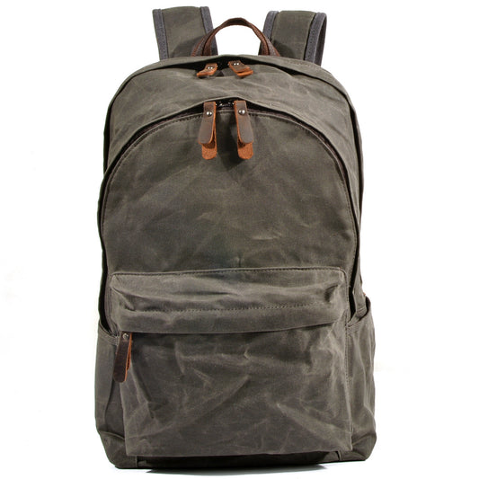 Deepkee Handmade Leather&Waxed-Canvas Weekend Travel Backpack #6023