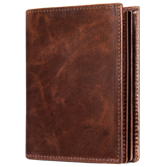 Deepkee Leather Durable Full-grain Cowhide Bifold Wallet #7333