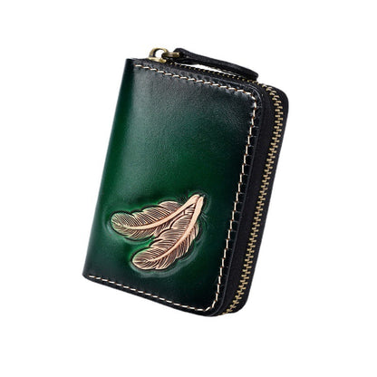 Deepkee Leather Feather Totem Card Holder/Wallet #0926