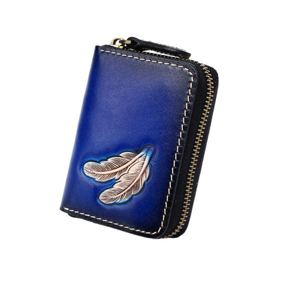 Deepkee Leather Feather Totem Card Holder/Wallet #0926