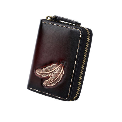 Deepkee Leather Feather Totem Card Holder/Wallet #0926