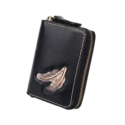 Deepkee Leather Feather Totem Card Holder/Wallet #0926