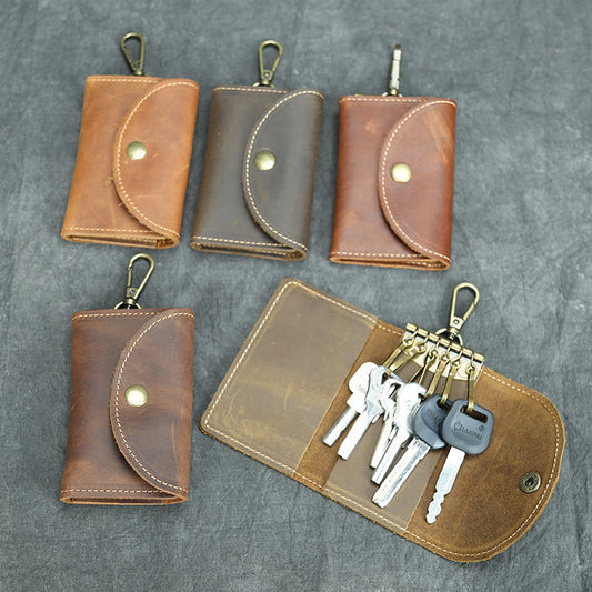 Deepkee handmade Leather Key Holder Case - with 6 Hooks for Keys #457Y1