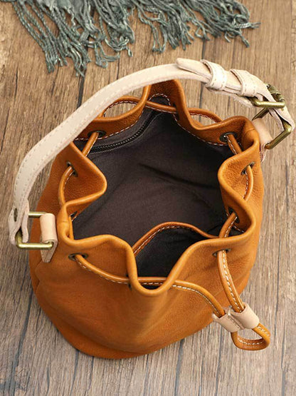 Deepkee leather bucket tassel bag 21030