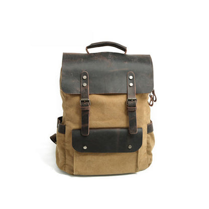 Vintage Waxed Canvas Backpack, Waterproof Rucksack # 8064K_1