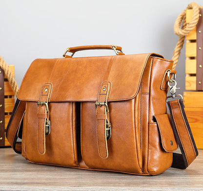 DEEPKEE® HANDMADE LEATHER BRIEFCASE #8942