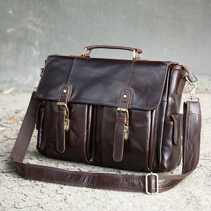 DEEPKEE® HANDMADE LEATHER BRIEFCASE #8942