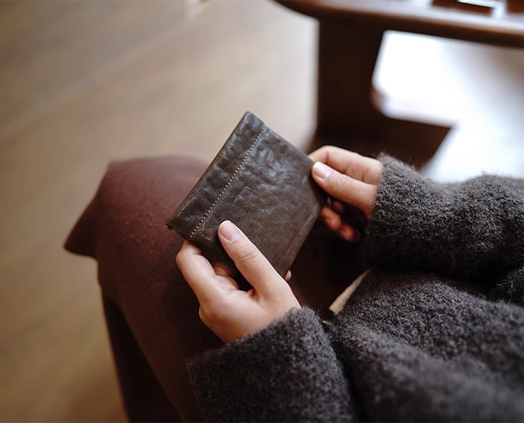 Handcrafted Leather Coin Purse & Card Organizer Wallet #D80591