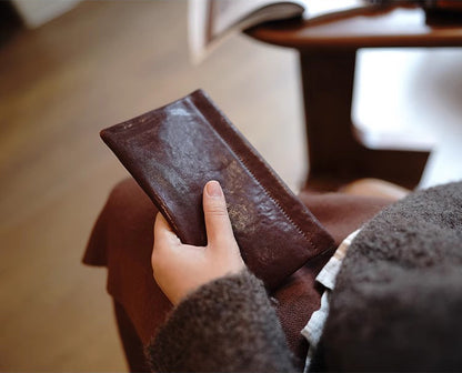 Handcrafted Leather Coin Purse & Card Organizer Wallet #D80591