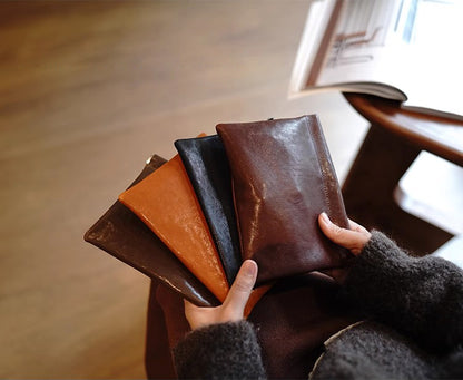 Handcrafted Leather Coin Purse & Card Organizer Wallet #D80591