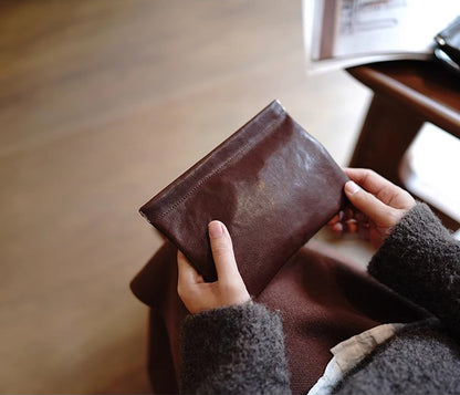 Handcrafted Leather Coin Purse & Card Organizer Wallet #D80591