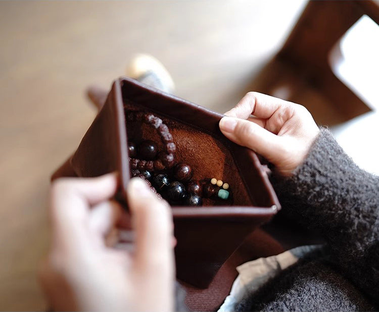 Handcrafted Leather Coin Purse & Card Organizer Wallet #D80591