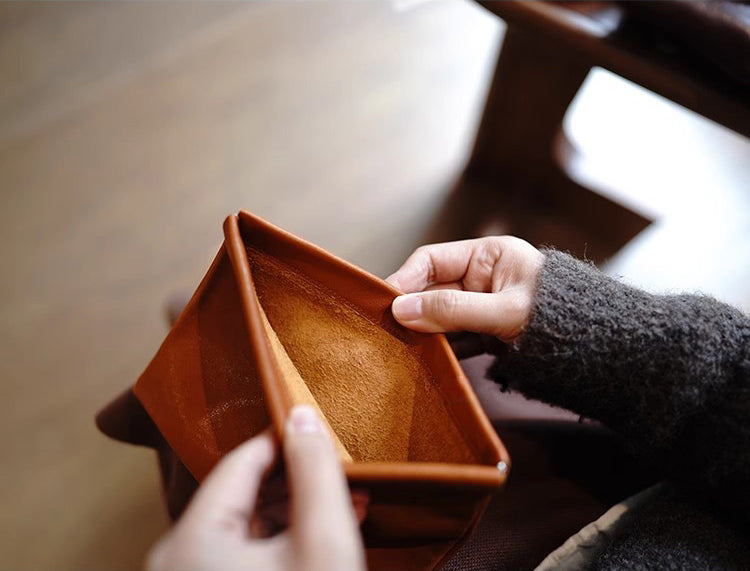 Handcrafted Leather Coin Purse & Card Organizer Wallet #D80591