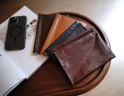 Handcrafted Leather Coin Purse & Card Organizer Wallet #D80591