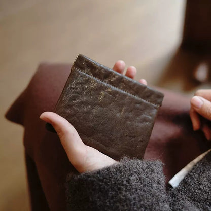 Handcrafted Leather Coin Purse & Card Organizer Wallet #D80591